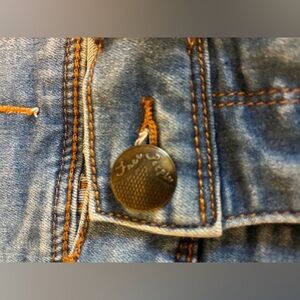 Free People Indigo Denim Jeans with Copper Stitching